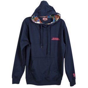 Voodoo Doughnut Hoodie Navy Sweatshirt Size M Graphic Pullover Stained Glass